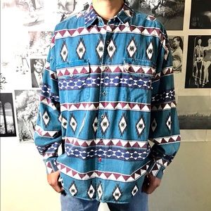 Motto Red Dot Vintage Aztec Button Down Shirt